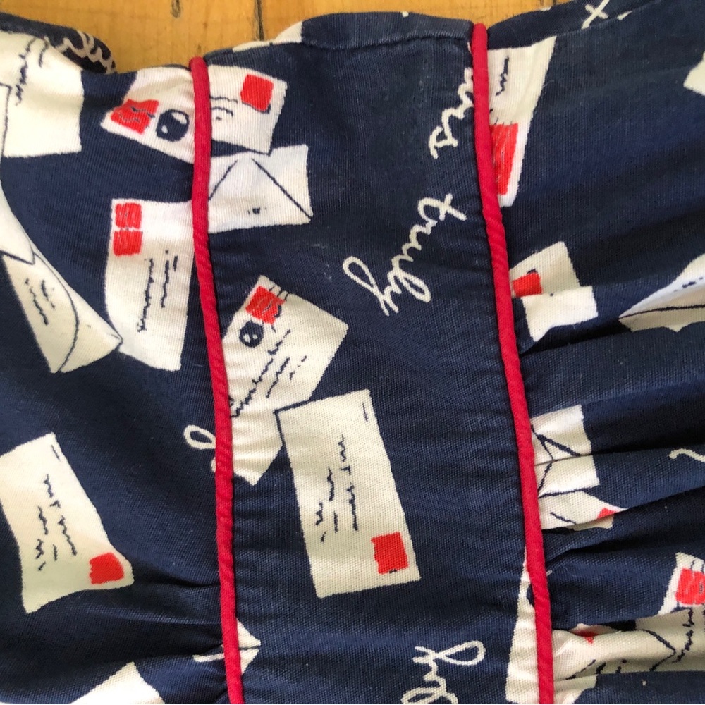 Emily & Fin Yours Truly Love Letter Retro Dress Modcloth Size MD *Pockets!* - Picture 10 of 12